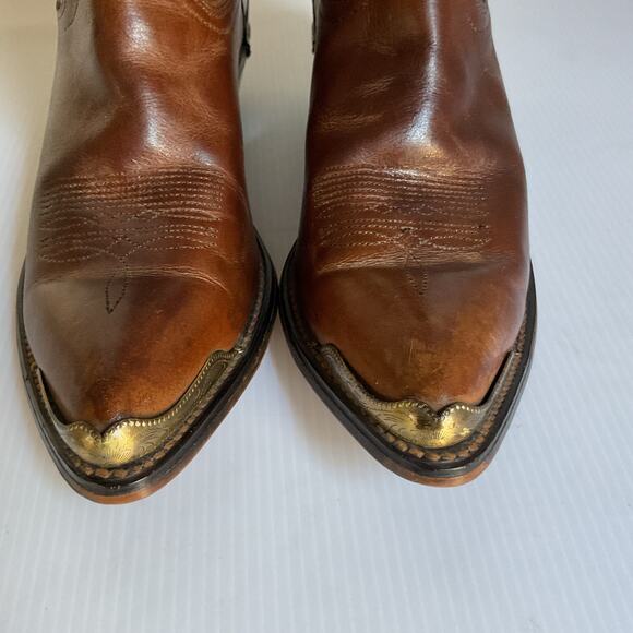 Mexican Western Cowboy Boots • Brown Leather • Metal Toe/Heel • Women’s 5.5 - Picture 6 of 10